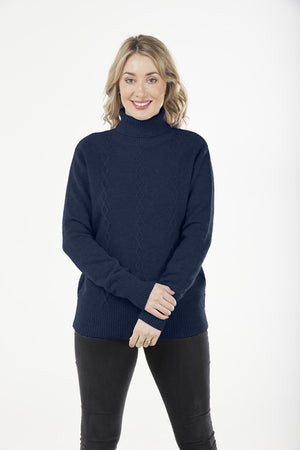 ROLL NECK CABLED PULLOVER