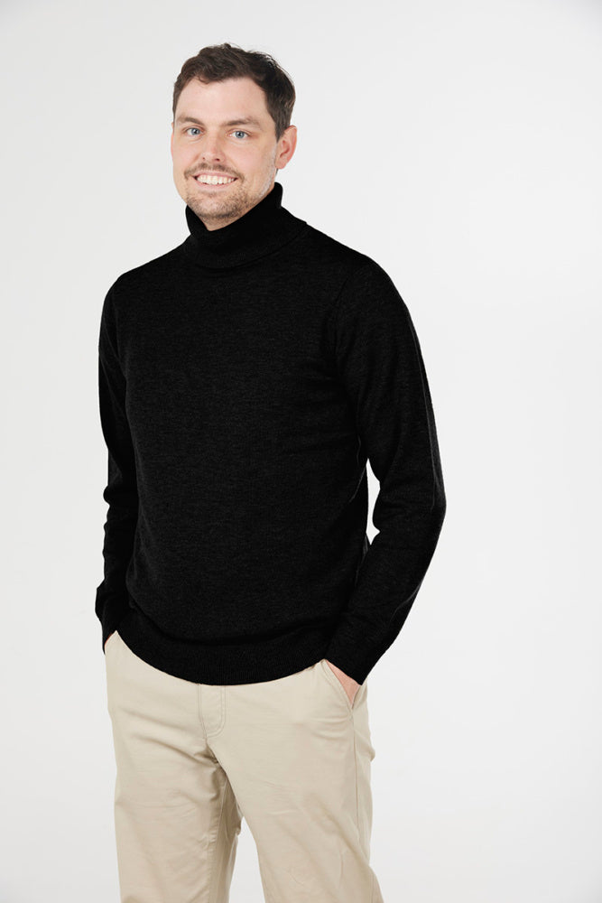 ROLL NECK PULLOVER WITH RIB BASQUE