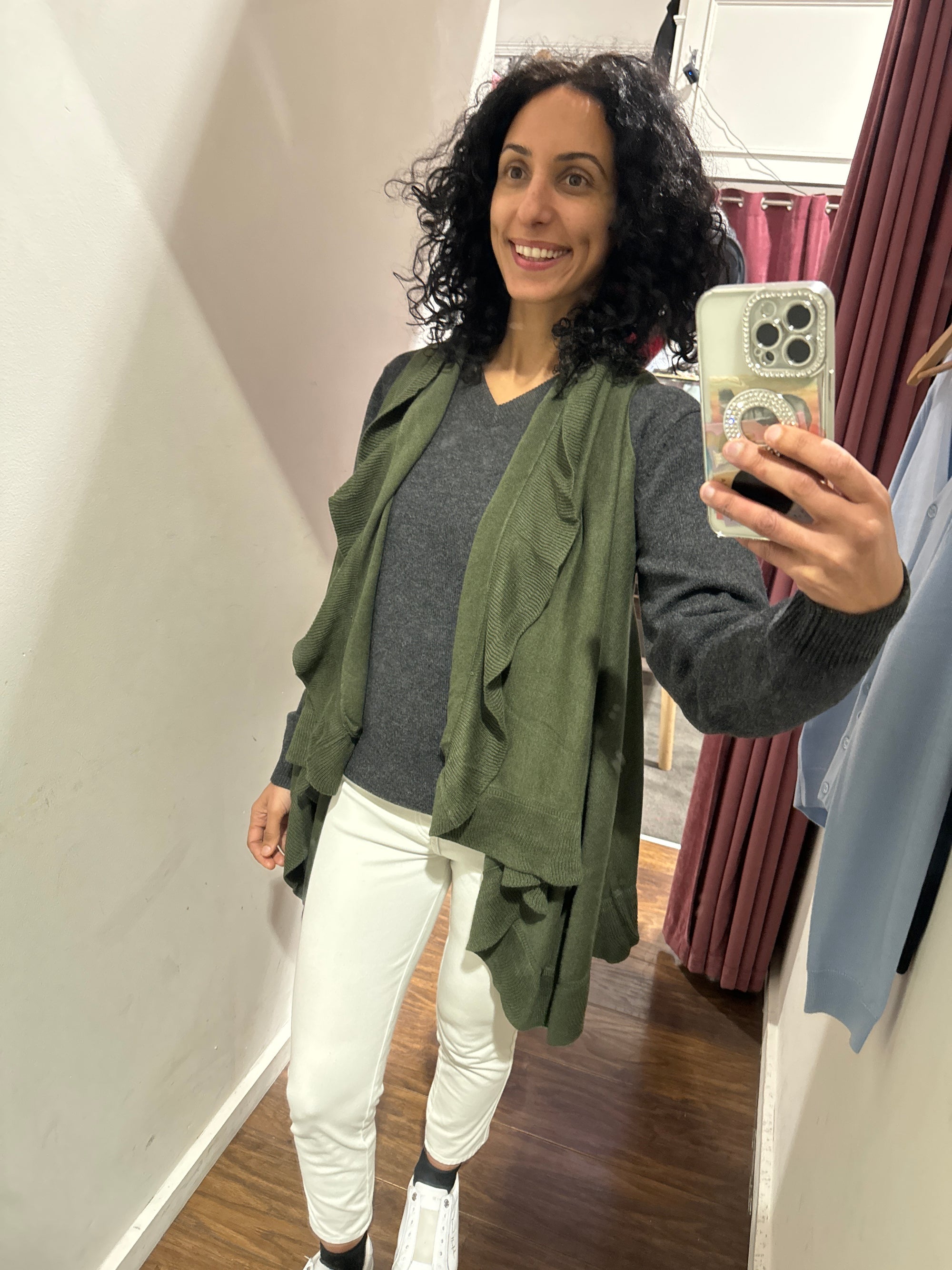 Sovrano women Olive vest with rib front