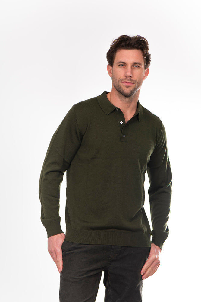 Fields Classics Pure Merino Wool Three-Button Collar Jumper – Machine Washable with Woolmark Certification