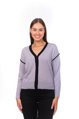 CONTRAST SEAM CARDIGAN