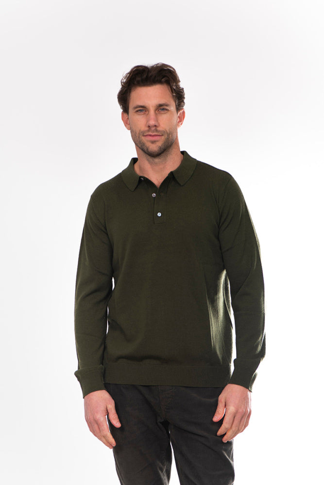 Fields Classics Pure Merino Wool Three-Button Collar Jumper – Machine Washable with Woolmark Certification