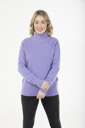 ROLL NECK CABLED PULLOVER