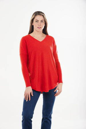 ESSENTIAL CURVED HEM VEE PULLOVER