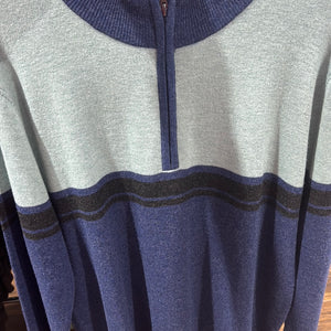 CONTRAST RIBBED 1/4 ZIP PULLOVER