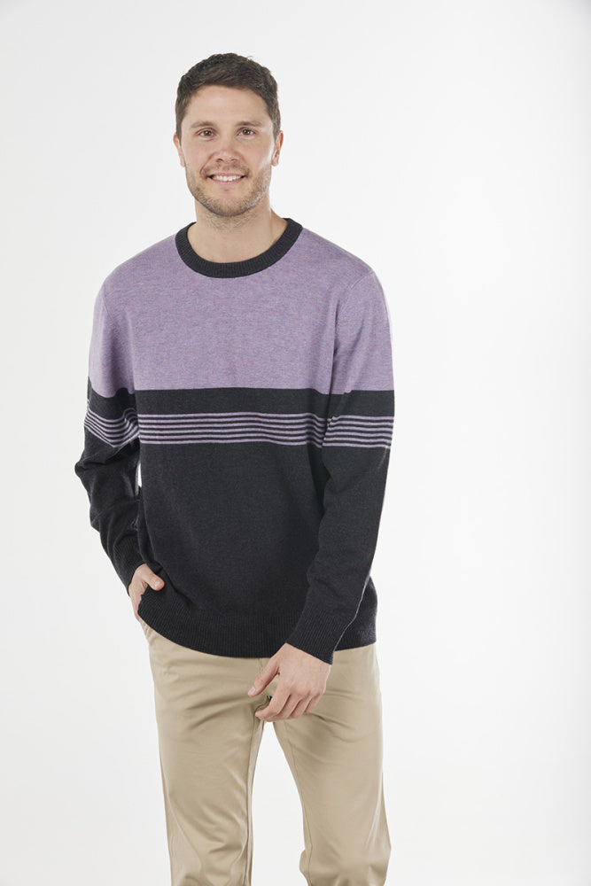 STRIPED CREW NECK PULLOVER