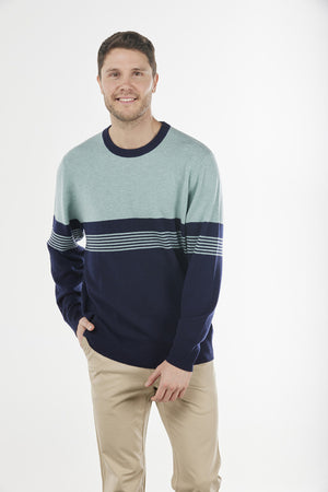 STRIPED CREW NECK PULLOVER