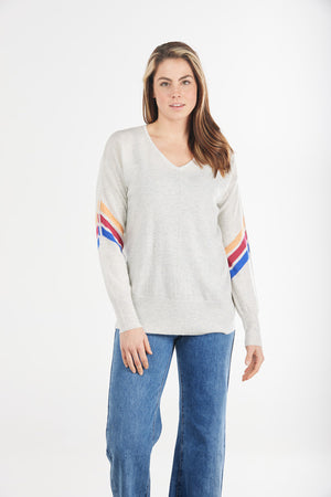 VEE PULLOVER WITH STRIPES