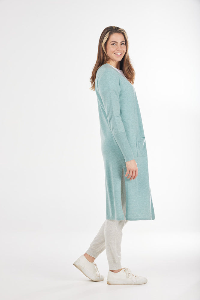 LONGLINE CARDIGAN WITH HIGH SIDE SPLITS