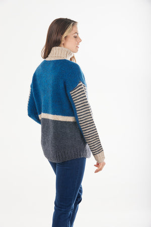 MOHAIR STRIPED ROLL NECK PULLOVER