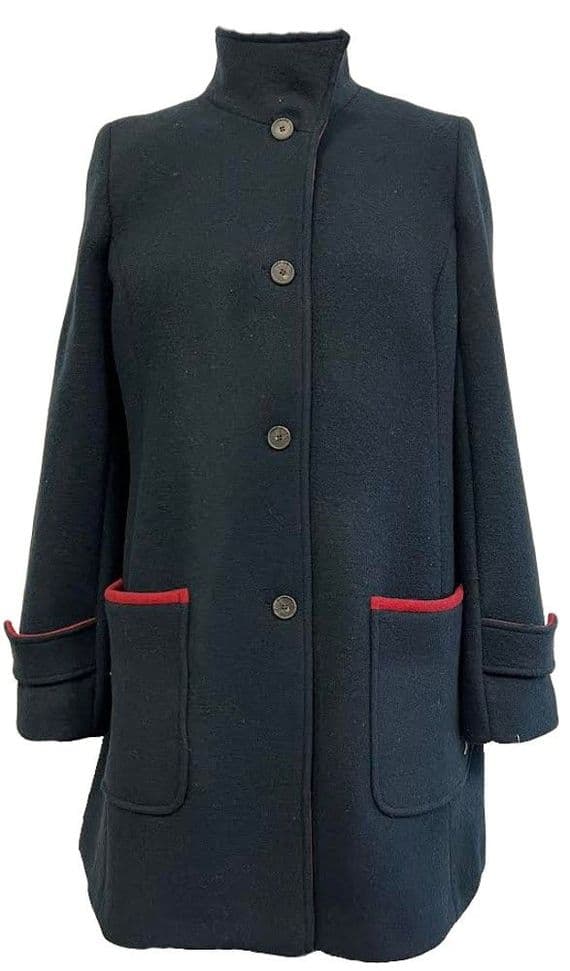 KESTA LONG LINE TWO TONE FUNNEL NECK COAT MADE IN UK