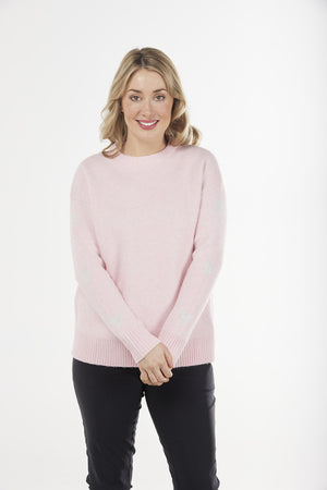 CREW NECK PULLOVER WITH HEART SLEEVES