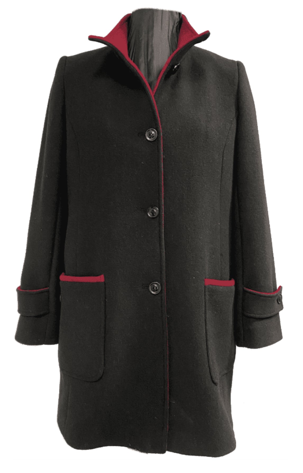 KESTA LONG LINE TWO TONE FUNNEL NECK COAT MADE IN UK