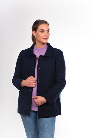 SHORT ZIP JACKET PURE BOILED WOOL