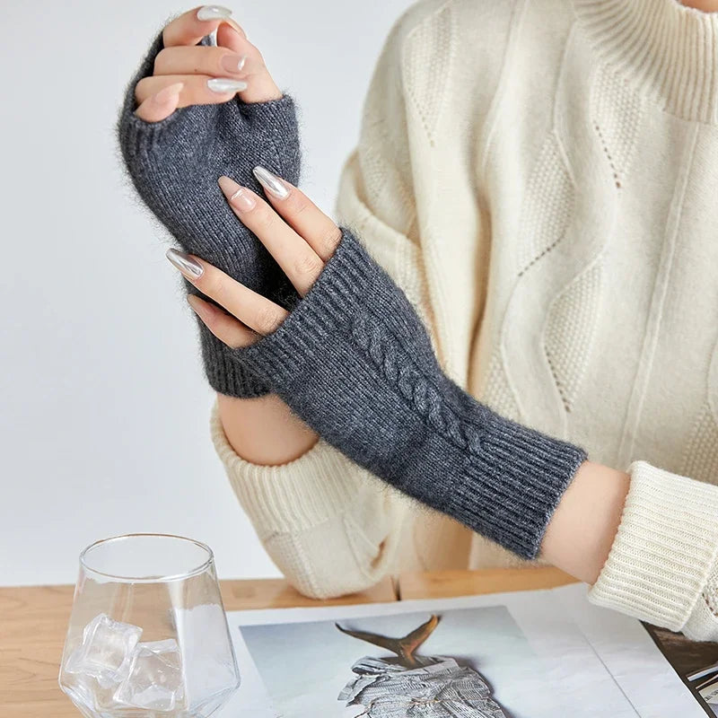 100% Cashmere Knitted Fingerless Glove