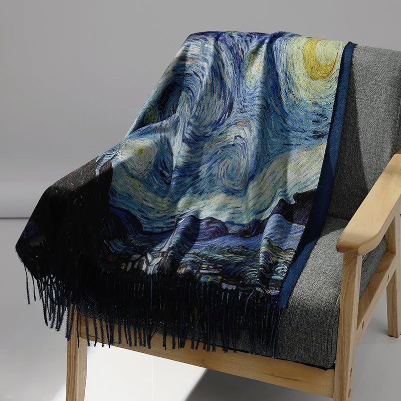 Luxury Brand Oil Painting Cashmere Shawl/Scarf