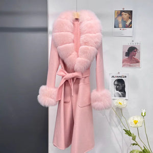 Long Wool & Real Fur Coat