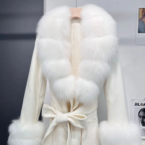 Long Wool & Real Fur Coat