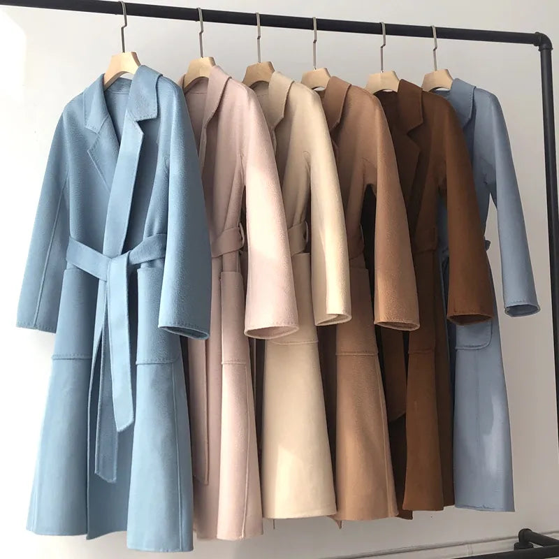 Cashmere Wool Long Double-sided Coat