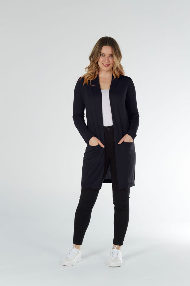 Longline cardi with side splits and pockets