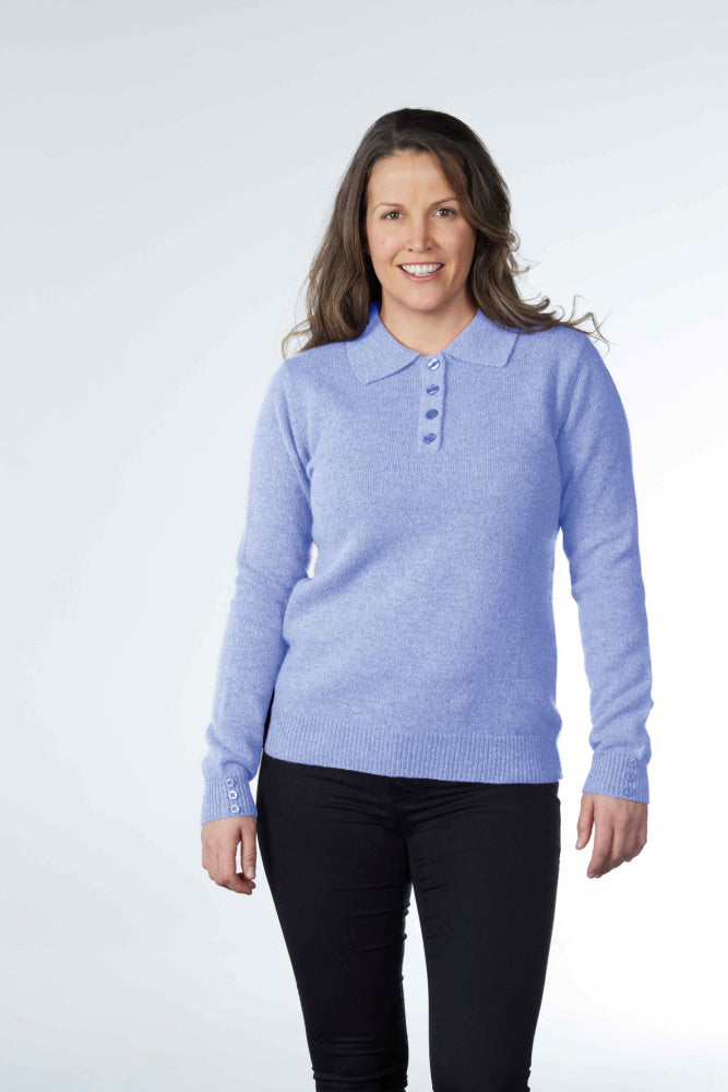 pale blue ABUTTONS POLO PULLOVER