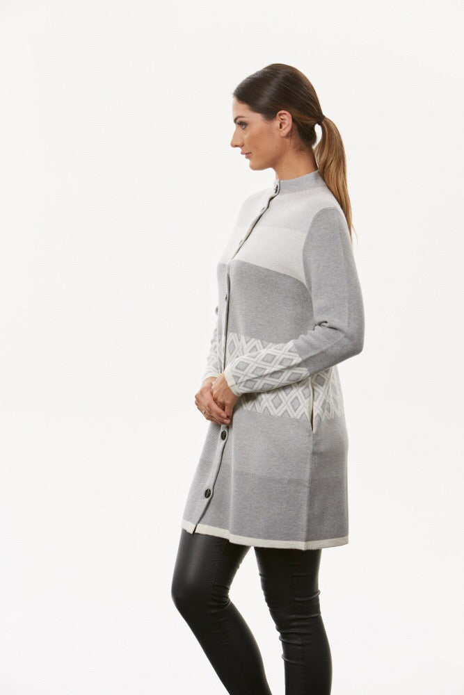 JACQUARD BUTTON COAT