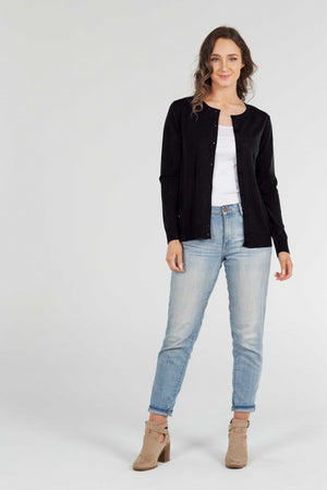 ESSENTIAL BUTTON TO NECK CARDIGAN