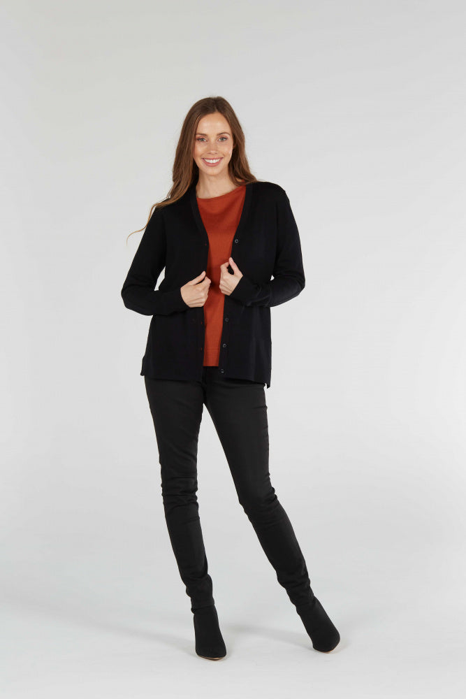 ESSENTIAL JERSEY VEE NECK CARDIGAN