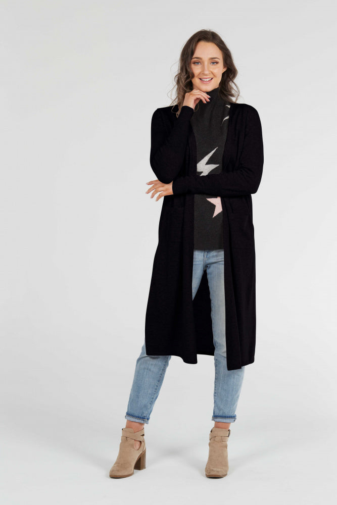 LONGLINE CARDIGAN WITH HIGH SIDE SPLITS