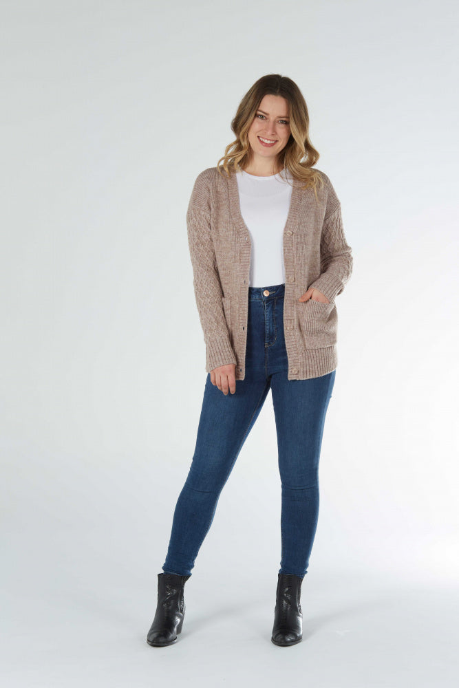 Vee Cardigan With Diamond Sleevs