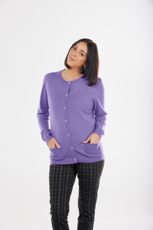 ESSENTIAL BTN CARDIGAN WITH EYELET STITCH POCKET