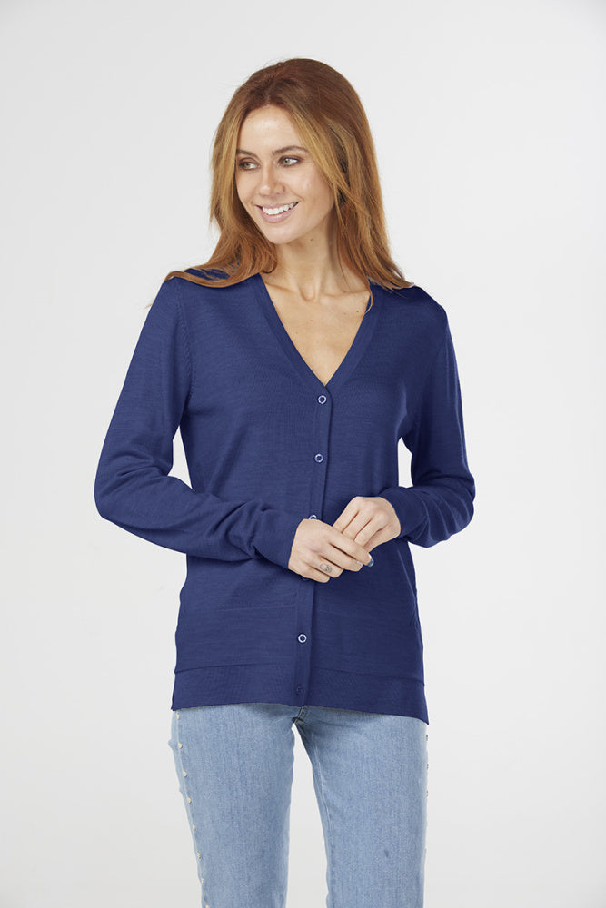 ESSENTIAL JERSEY VEE NECK CARDIGAN