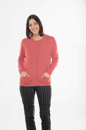 ESSENTIAL BTN CARDIGAN WITH EYELET STITCH POCKET