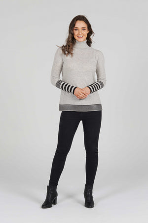 ROLL NECK PULLOVER WITH STRIPES