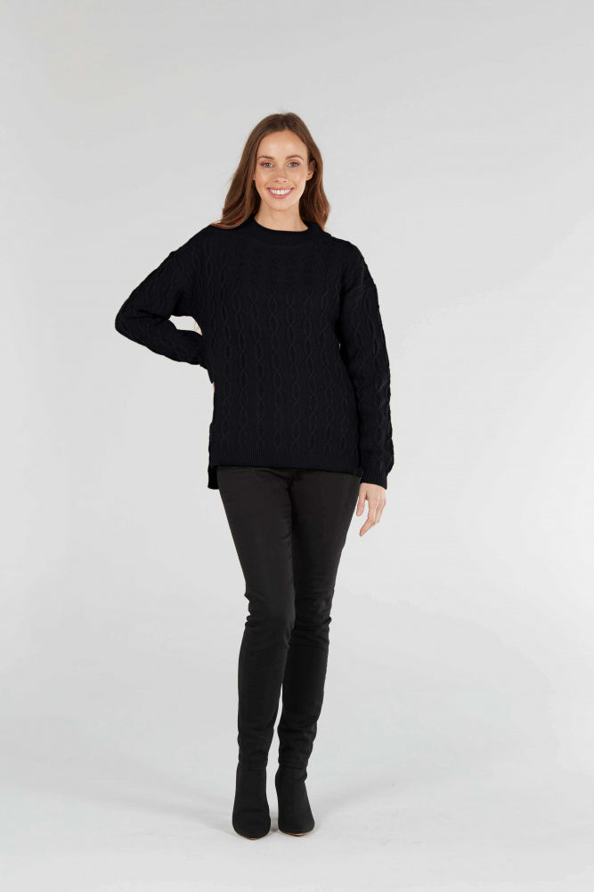 black ALL OVER TEXTURED PULLOVER