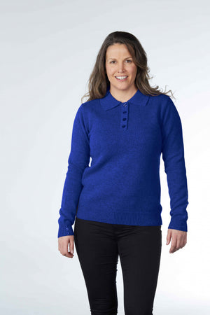 cobalt blue ABUTTONS POLO PULLOVER