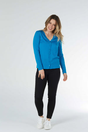 ESSENTIAL JERSEY VEE NECK CARDIGAN