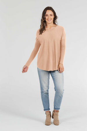 ESSENTIAL CURVED HEM VEE PULLOVER