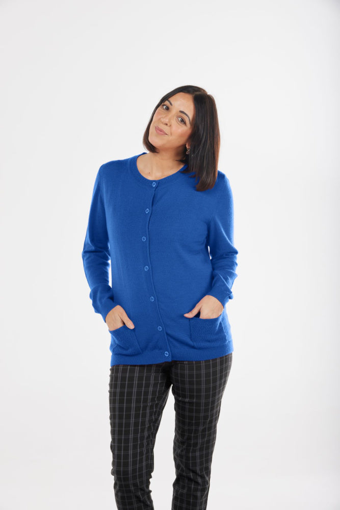 ESSENTIAL BTN CARDIGAN WITH EYELET STITCH POCKET