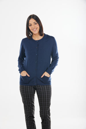 ESSENTIAL BTN CARDIGAN WITH EYELET STITCH POCKET