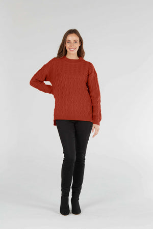 dark orange ALL OVER TEXTURED PULLOVER