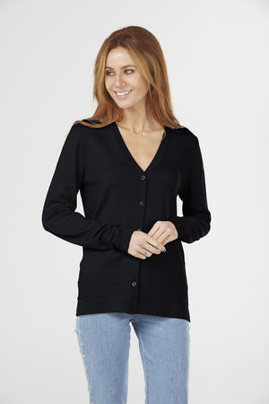 ESSENTIAL JERSEY VEE NECK CARDIGAN