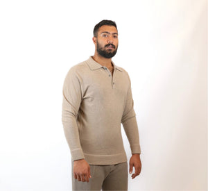 Pure Wool & Cashmere Pullover with 3-Button Collar