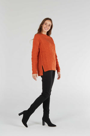 burnt orange ALL OVER TEXTURED PULLOVER