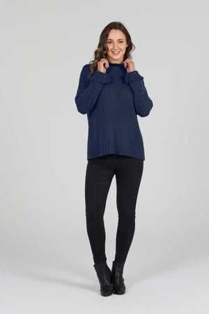 FRILLED CREW NECK WITH CABLED SLEEVES