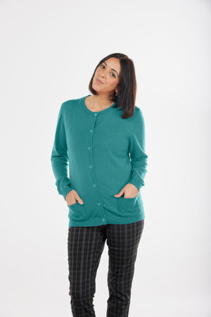 ESSENTIAL BTN CARDIGAN WITH EYELET STITCH POCKET