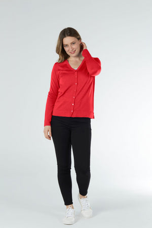 ESSENTIAL JERSEY VEE NECK CARDIGAN