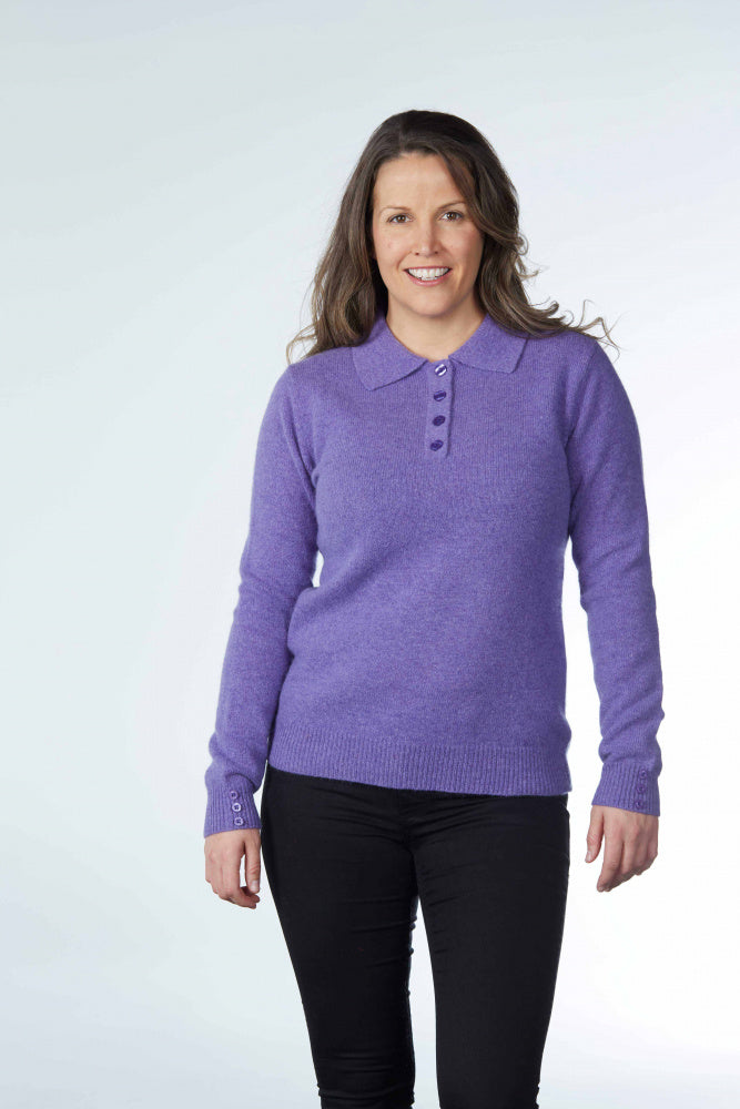 lilac ABUTTONS POLO PULLOVER