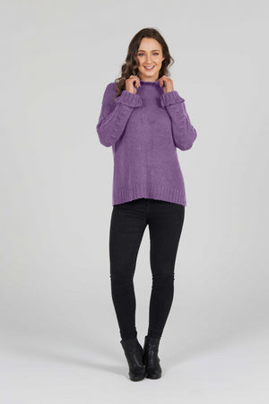 FRILLED CREW NECK WITH CABLED SLEEVES