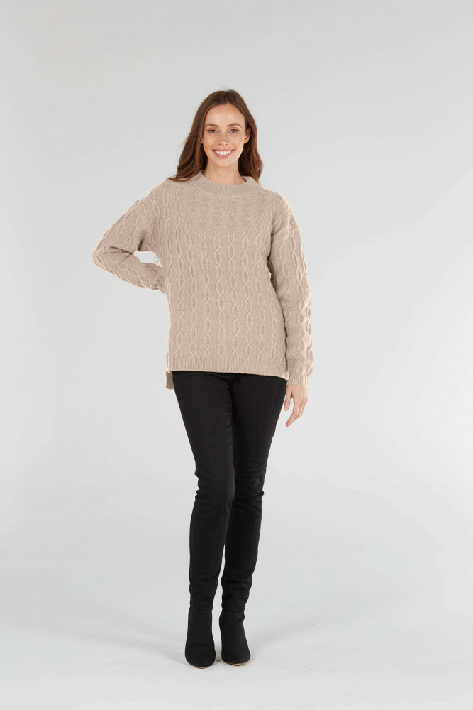 beige ALL OVER TEXTURED PULLOVER